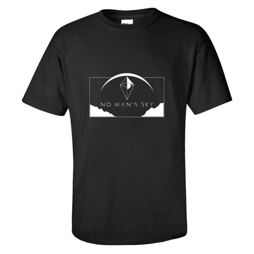

Fashion Summer Cotton T Shirt Men NO MAN'S SKY logo T shirt Printed Black Short Sleeve Casual Top Tee