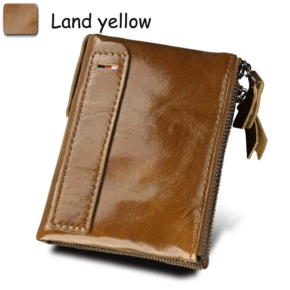 land yellow Из натуральной коровьей кожи женские кошельки короткий двойная молния держатель для карт женский кошелек модный топ качество просто бренд Для женщин кошелек - Цвет: land yellow