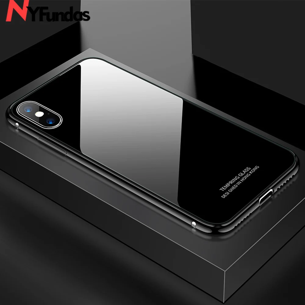 NYFundas для iPhone XS Max чехол из закаленного стекла ударопрочный металлический бампер