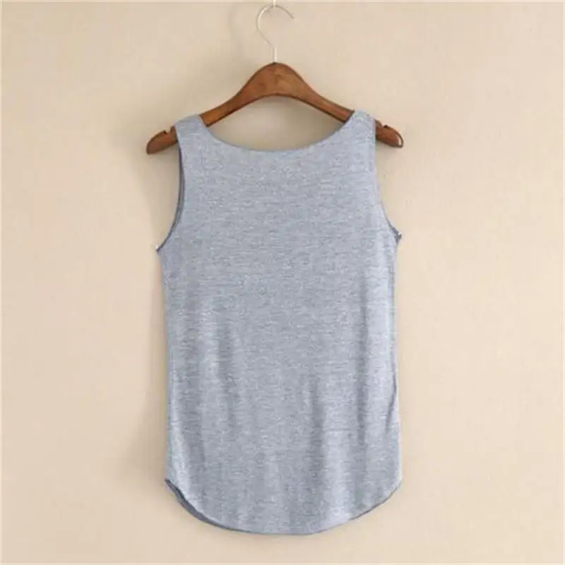 medium gray Новые женские летние топы без рукавов с круглым вырезом свободные майки рубашки-топики без рукавов - Цвет: medium gray