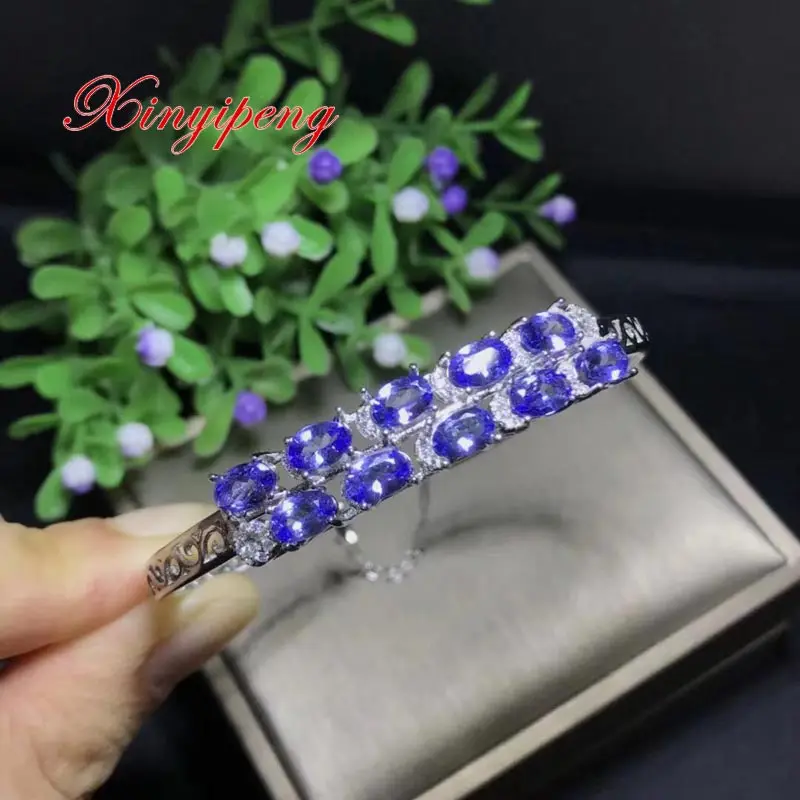 

Xin yi peng 925 silver-plated gold inlaid natural Tanzanite bracelet Women bracelet anniversary gift