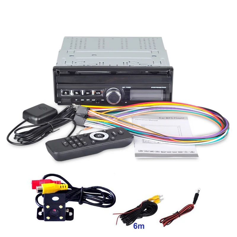 Add 4LED Camera ESSGOO " Автомагнитола 1 Din Авторадио Bluetooth gps Автомобильный мультимедийный MP5 плеер выдвижной сенсорный экран AUX MP3 FM USB камера заднего вида - Цвет: Add 4LED Camera