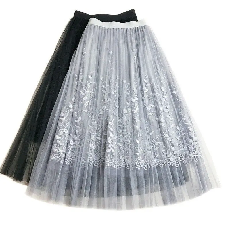 

Women Princess Ballet Tulle Pleated Skirt Wedding Prom Rockabilly Bouffant Fashion Women Solid Female Beach