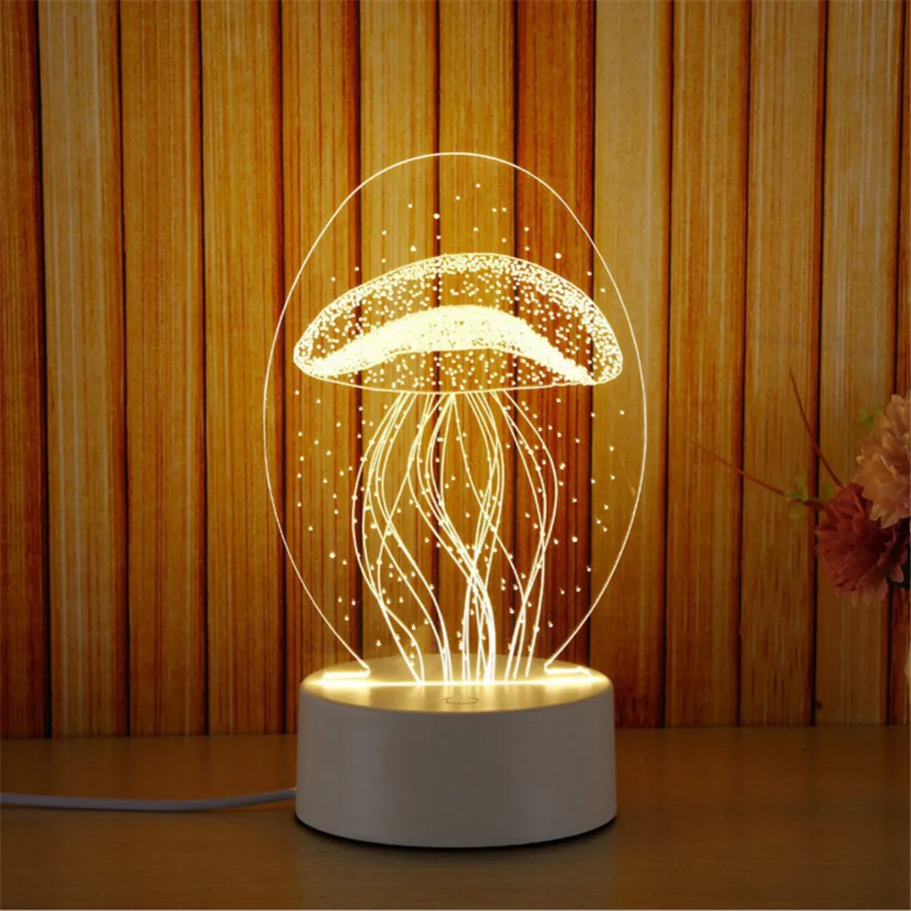 Новинка 3D Медузы Парижская башня светодиодная USB Сенсорная настольная лампа
