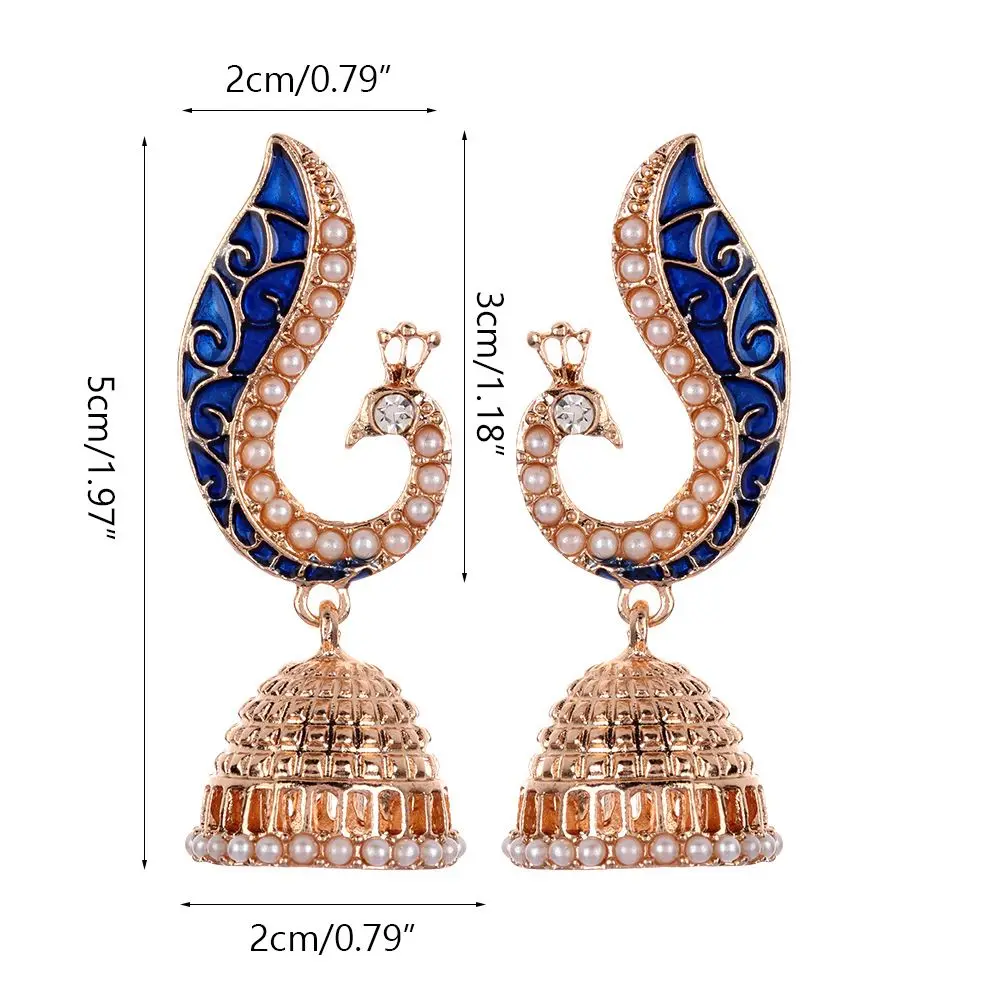 Серьги в виде павлина с золотым жемчугом Женские винтажные серьги пусеты