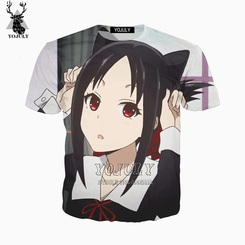 YOJULY/хит продаж 3D принт аниме Kaguya sama Love Is War милая Повседневная Футболка Harajuku с