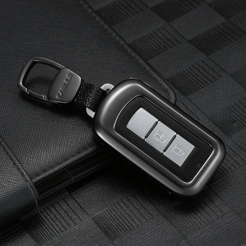 

1 Set Luxury Aluminum Alloy Key Shell + Key Chain Rings Car Protective Case Cover Skin Shell For Mitsubishi Outlander Auto Parts