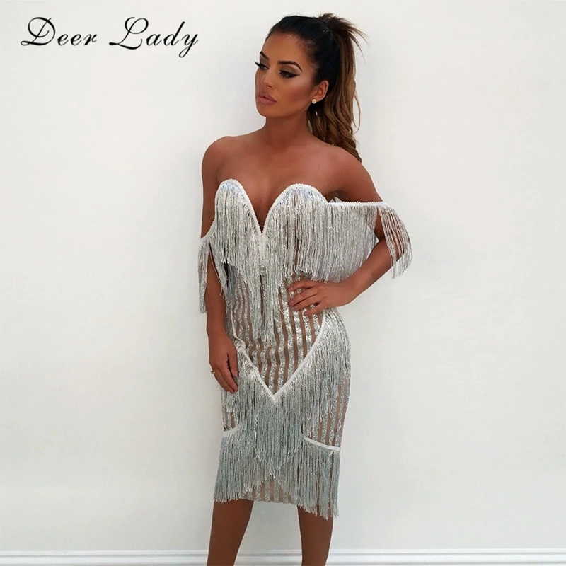 Женское вечернее платье с оленем 2019 открытыми плечами облегающее белое