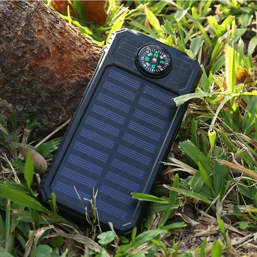 Наружный портативный компас фонарик Солнечный внешний аккумулятор USB для улицы