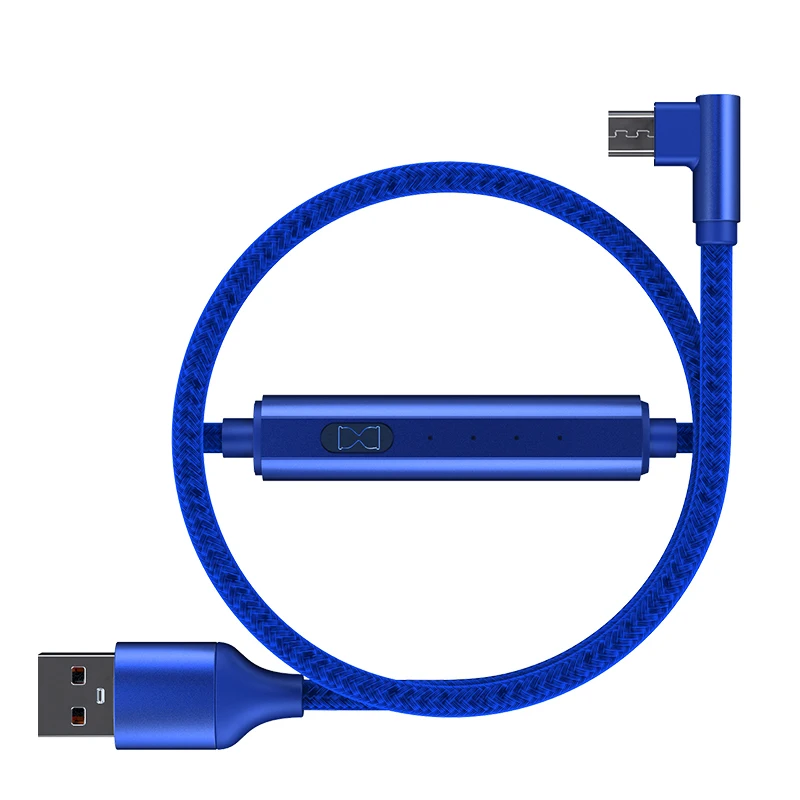 1 м 2 кабель Micro USB 90 градусов с таймером нейлоновый Плетеный 2.4A для быстрой зарядки