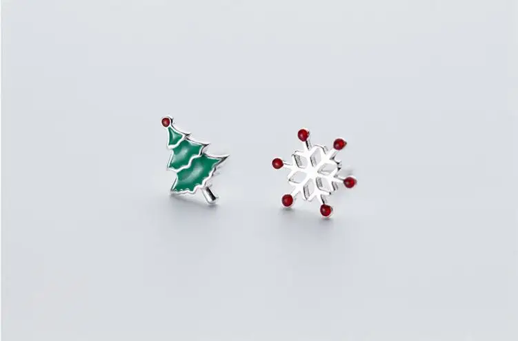 chrismas tree snow Рождественская серия 925 стерлингового серебра Прекрасный олень Санта Клаус Снеговик деревянные серьги для женщин Рождественский подарок Brincos ES186 - Окраска металла: chrismas tree snow