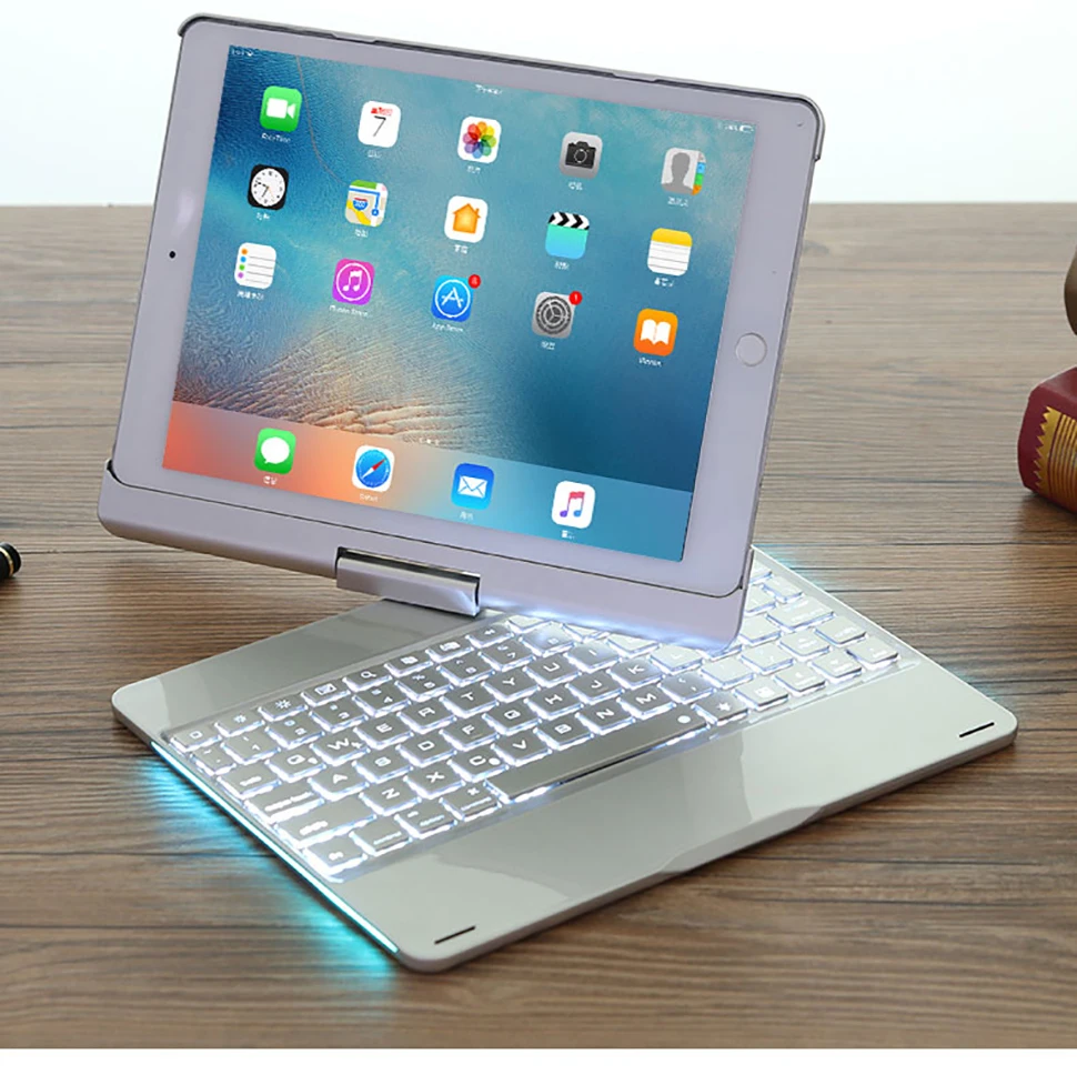 Для iPad Pro 11 10,5 9,7 чехол клавиатура вращение на 360 7 цветов с Подсветкой Bluetooth клавиатура чехол для iPad Pro Funda