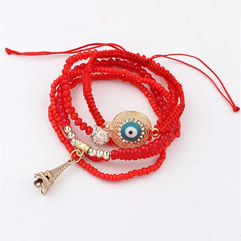 Jooyoo boho ретро сглаза башня этнические подвески канатные браслеты многослойные