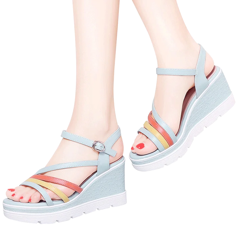 MOOLECOLE Women's Summer Popular Buckle Strap Sandals Students Shoes Heel Height 8.3CM Size EUR35-39 Model 70112 | Обувь