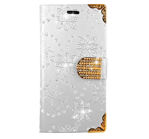 Шикарный чехол для Asus Zenfone Go, кошелек со стразами, кожаная сумка Coque/чехол для Asus Zenfone Go ZB500KL/ZB500KG(5," - Цвет: Белый