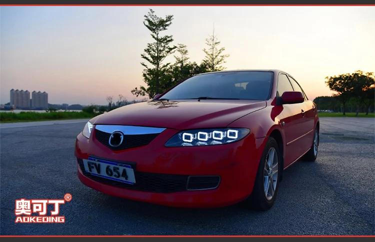 Автомобильный Стайлинг для Mazda 6 фары 2004-2012 Mazda 6 светодиодный светодиодные дневные ходовые огни на передних фарах динамический сигнал все светодиодный источник света Высокий Низкий Луч
