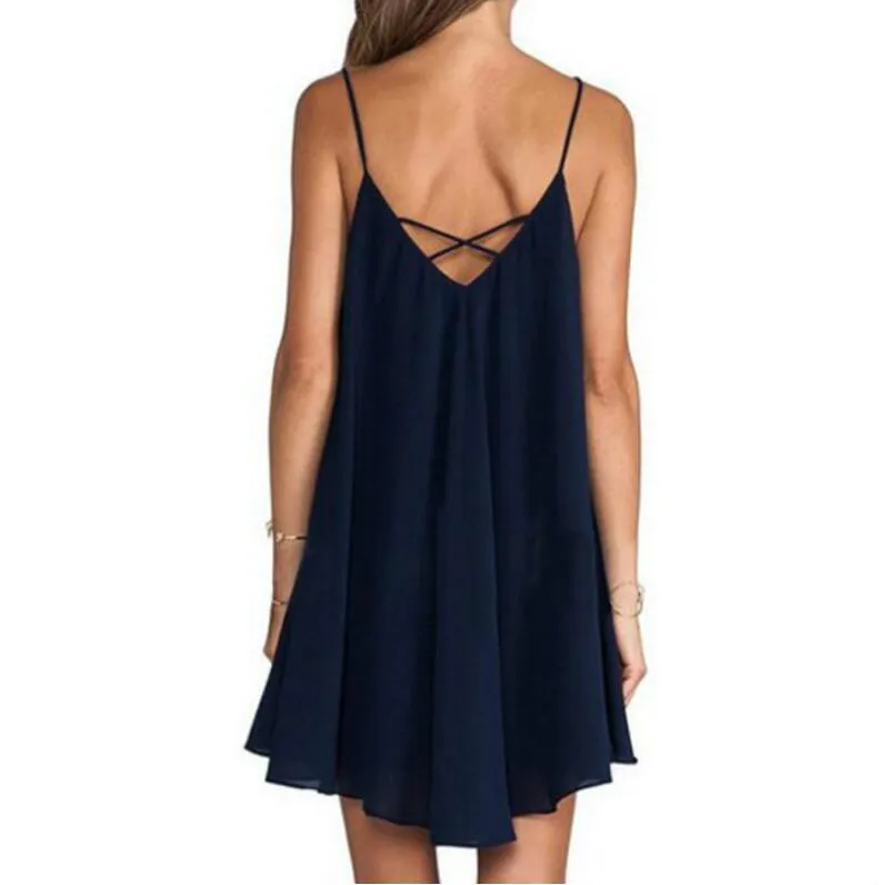 Летнее платье пляжное из шифона женское Повседневное большого размера 2017 летнее