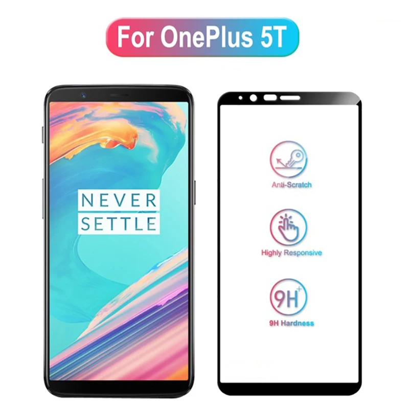 9H полное покрытие защитное стекло для Oneplus 5 T Защитное экрана T5 Oneplus5 пленка Glas ONE
