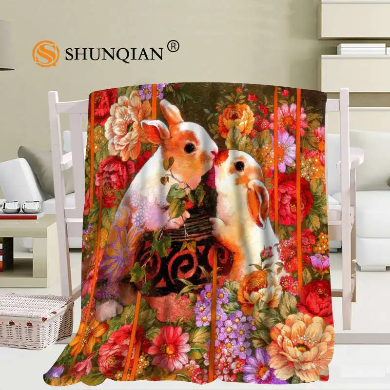 Custom Art Cartoon Rabbit Blanket Soft DIY Picture Decoration Bedroom Size 56x80Inch 50X60Inch 40X50Inch A7.10 | Дом и сад