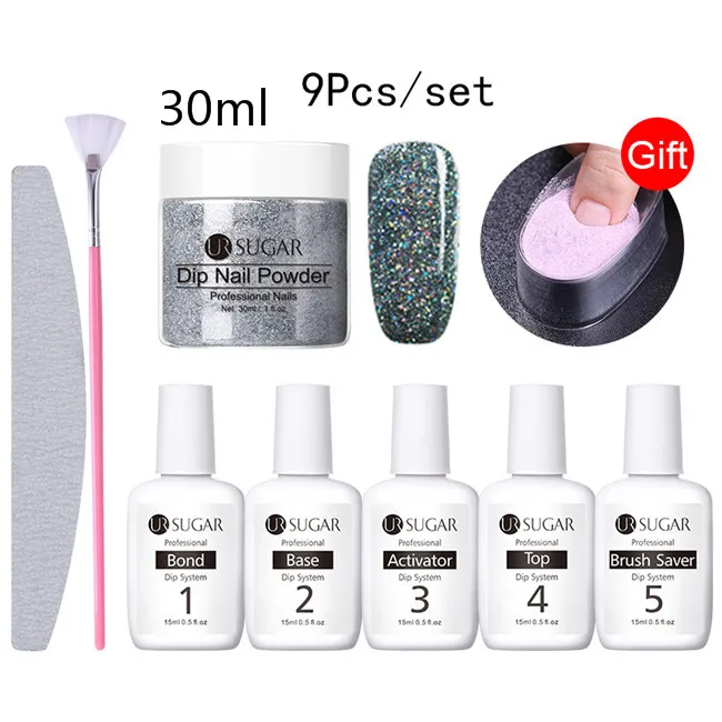 30ml Set 12 Ur Sugar 9 шт./компл. голографическая погружения порошки для ногтей Цвет для УФ гель лак для ногтей, Системы комплект сушке без лампы для лечения французский ногтей "сделай сам" - Цвет: 30ml Set 12