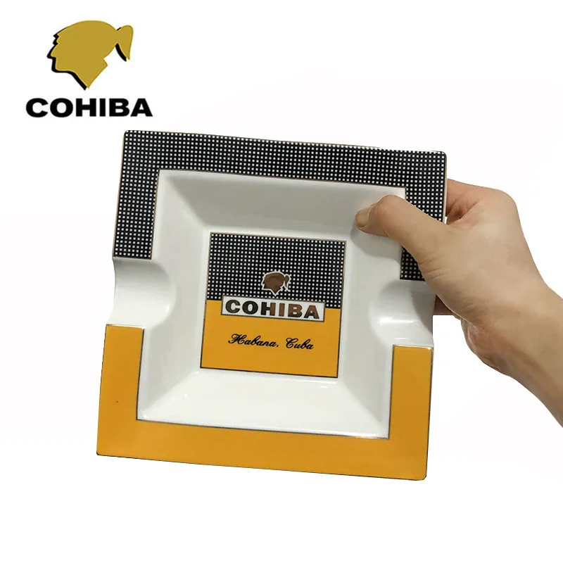 COHIBA квадратный портсигар Пепельница держатель 2 шт в 1 дизайн керамические бытовые табак гаджеты сигарета пепельница Настольный Декор