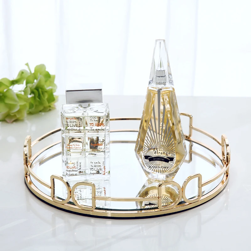 Простой Металлический стеклянный поднос в европейском стиле с зеркальной