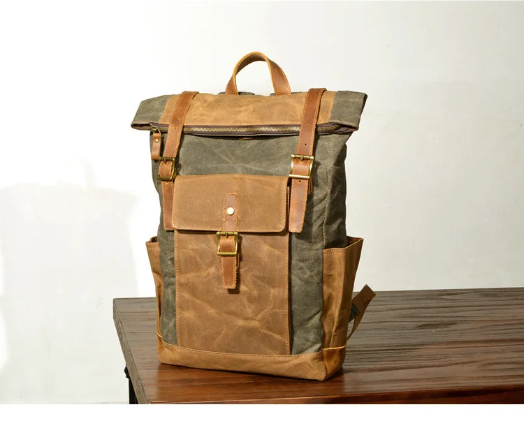 M207 Bagpack Винтаж холст кожаный рюкзак для ноутбука мужской Колледж школьный Для мужчин из дверей дорожные сумки Повседневное сумки Водонепроницаемый