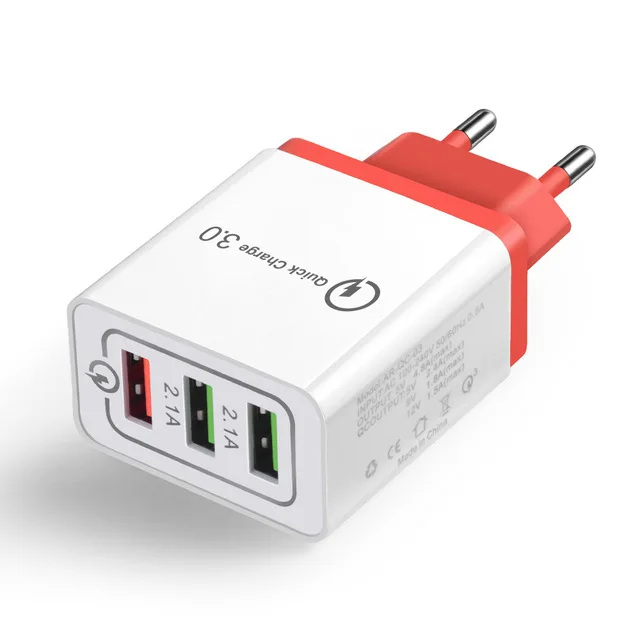 Red Quick charge 3,0 USB зарядное устройство для iPhone X 8 7 EU US настенное зарядное устройство Быстрая зарядка для samsung S9 S8 S7 для huawei P20 Pro Lite - Тип штекера: Red
