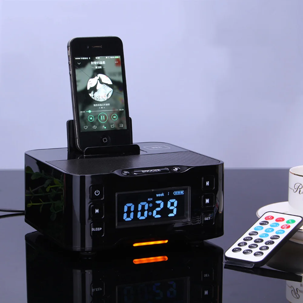 2019 Bluetooth Динамик NFC двойной Будильник Зарядка Док станция для iPhone Тип C Micro USB Android с