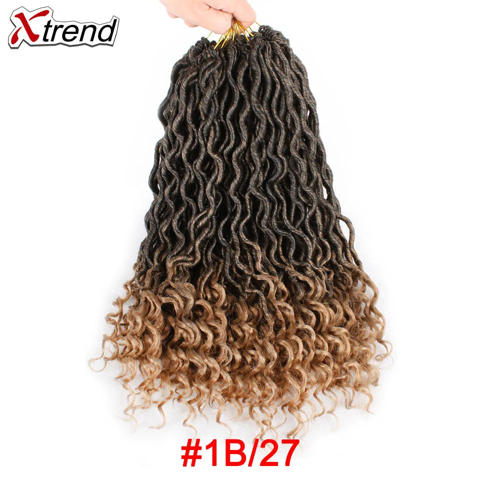 Xtrend, вязанные крючком волосы, синтетические косички, faux locs Curly Crotchet, волосы для наращивания, Meche DREAD, 18 дюймов, богиня, от 1 до 10 упаковок - Цвет: P1B/27