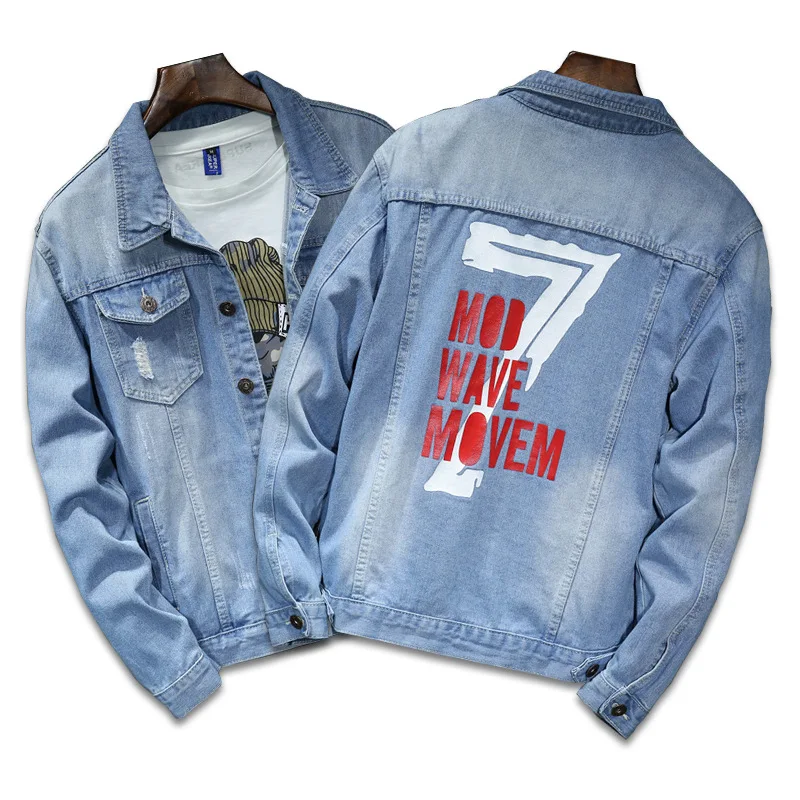 Осенняя джинсовая куртка с дырками для мужчин рваные ковбойские куртки пальто