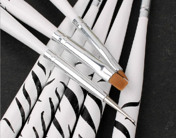 Бесплатная доставка 8 шт./компл. зебра маникюр щетки гелевые ногтей комплект
