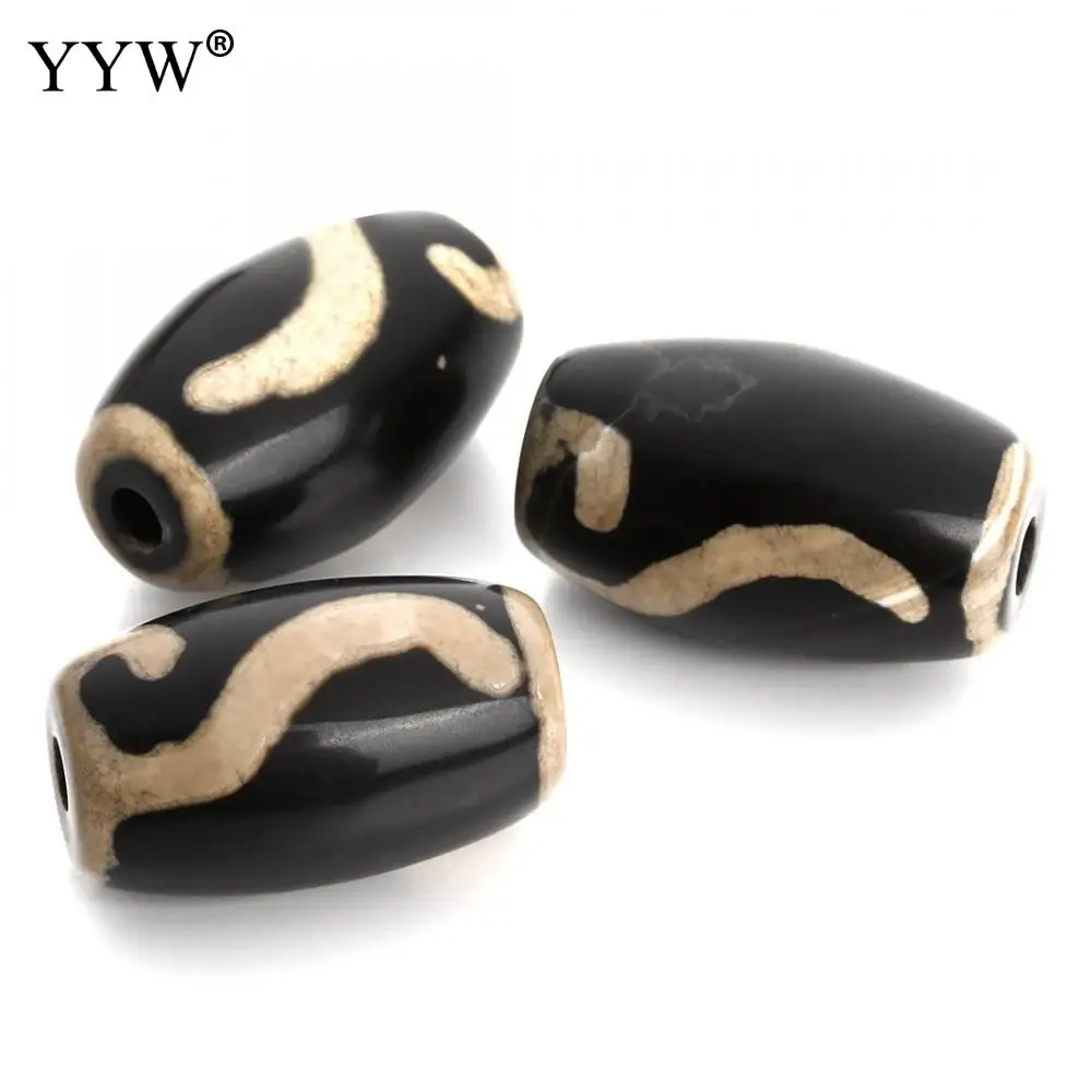 2PCS Natural Stone Beads Tibetan Agates Dzi Drum 14x24mm Hole:Approx 3mm Bead Jewelry Gift Wealth and health | Украшения и
