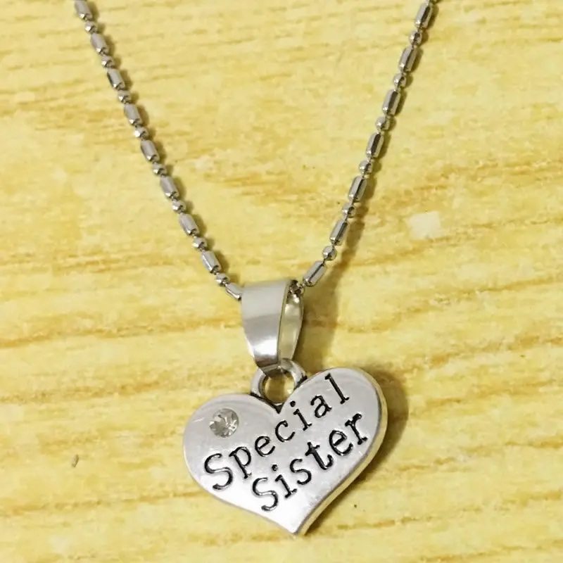 Ожерелье со стразами в форме сердца для сестры/сестры 2 шт. | Украшения и