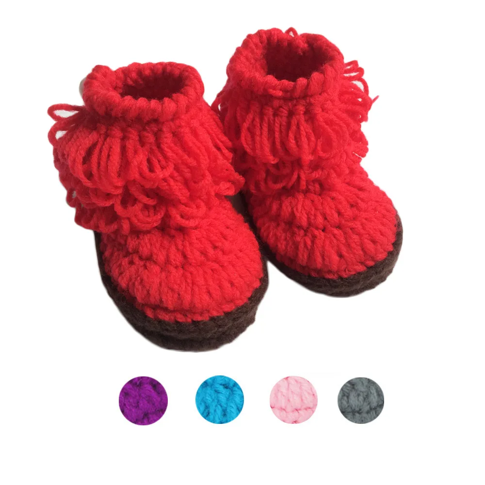 children footwear Booties shoes for girls kids Baby Girls Crochet Handmade Knit High-top Tall Boots Shoes First |