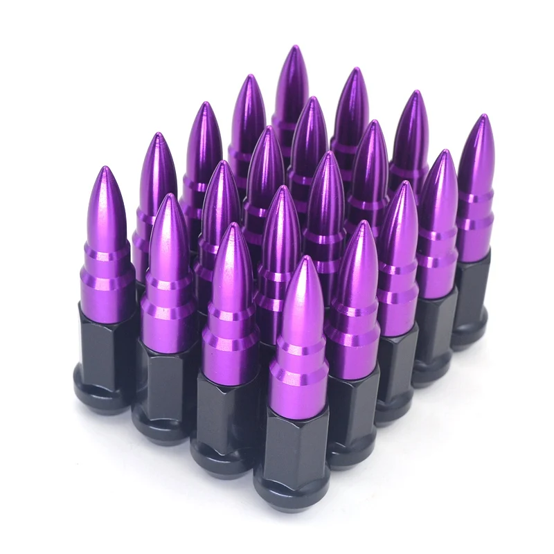 PURPLE 20 шт Сталь+ Алюминий M12X1.5 M12X1.25 Тюнинг автомобилей Racing Спайк колеса Луг гайки - Название цвета: PURPLE