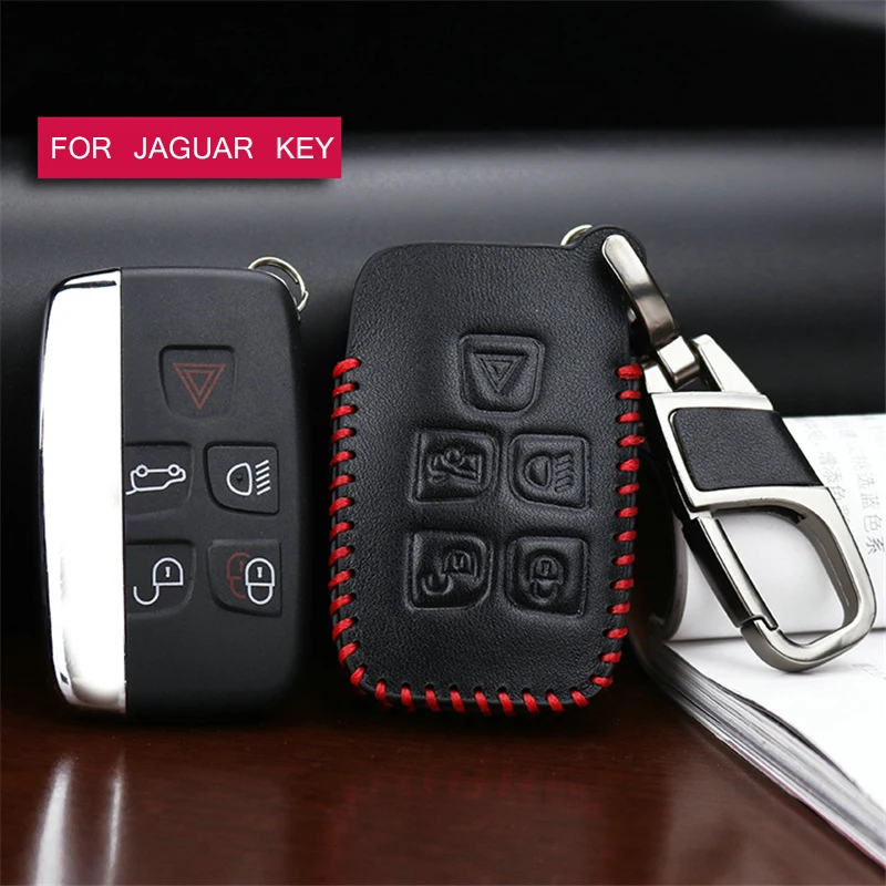 Чехол для автомобильного ключа из натуральной кожи с 5 кнопками Jaguar XF XJ XE XJL Land Rover