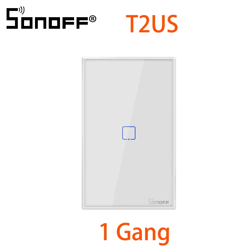 SONOFF T2US1C-TX SONOFF T2US EU/UK TX Smart Wifi Touch Wall Light Switch With Border Smart Home 1~3 Gang 433 RF/Voice/APP Control Work With Alexa - Комплект: SONOFF T2US1C-TX