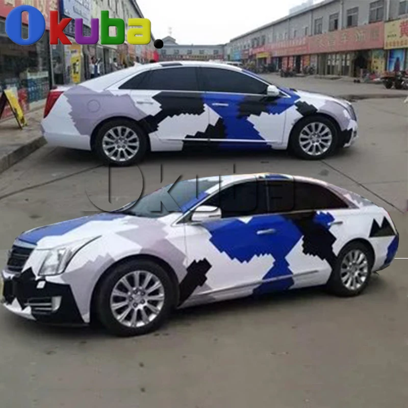 Синий черный белый Полярный снежный камуфляж виниловая Автомобильная