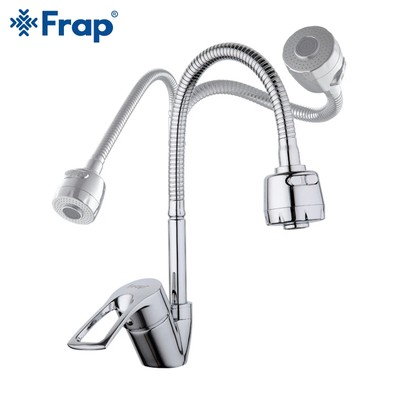 frap kitchen faucet modern space zinc alloy kitchen mixer faucet sink taps saving water deck mounted cold and hot water faucet free global shipping