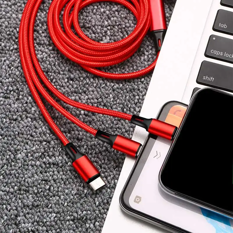 Зарядное устройство Usb кабель для samsung s7 s8 type-c usb зарядный кабель для xiaomi huawei 3 в 1 micro usb быстрая зарядка шнур для oppo vivo - Цвет: Red