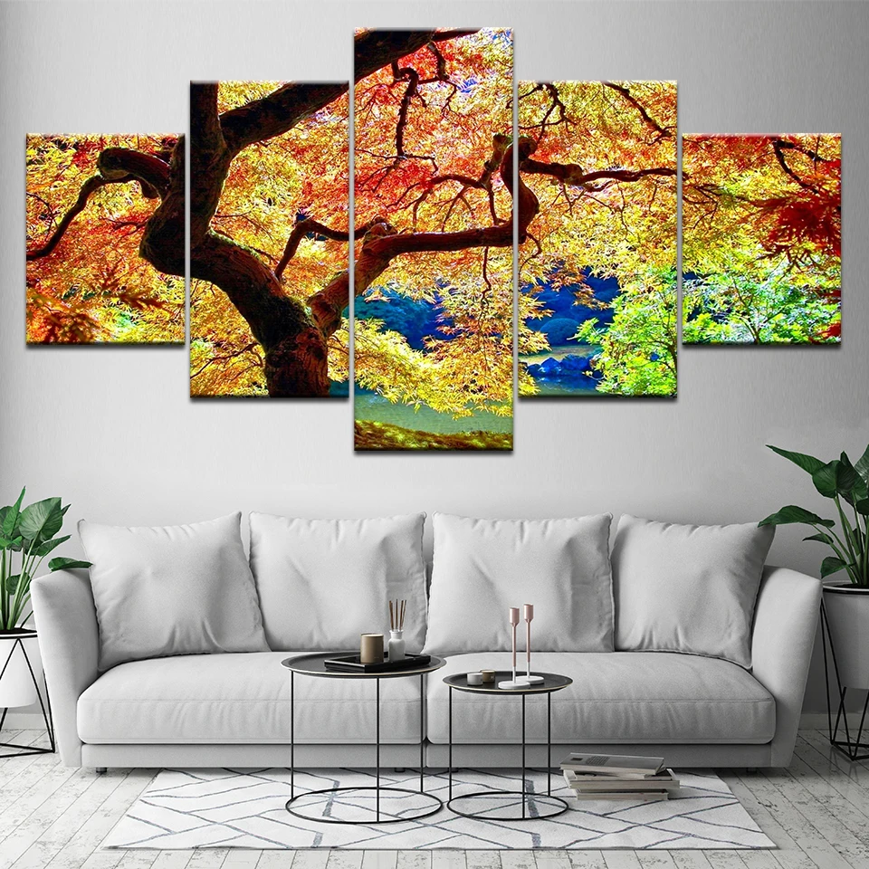 Японский клен 5 шт. Wall Art Печать холст Современная плакат модульная живопись для