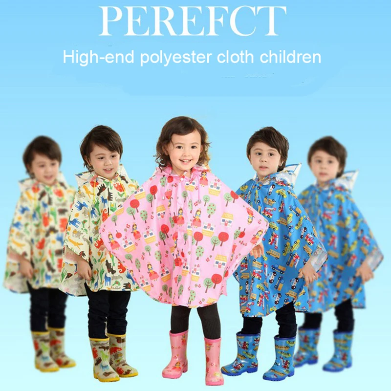 Детская одежда из полиэстера для мальчиков и девочек розовый плащ-дождевик с