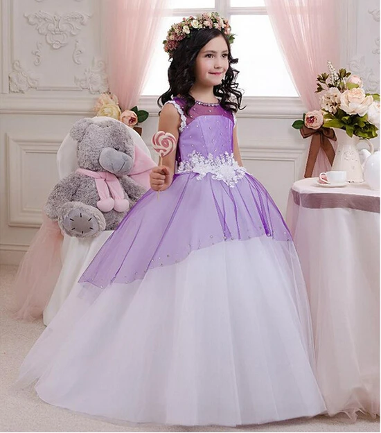 2016 Прекрасный Новый Босоножки Детские Платья Кристаллы Бальное платье Лук