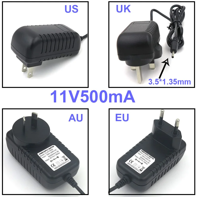 Carregador de Parede Adaptador de Alimentação Carregador de Bateria Vored Universal Opcional Eua – ue Reino Unido au Plug 3.5*1.35mm 11v500ma dc