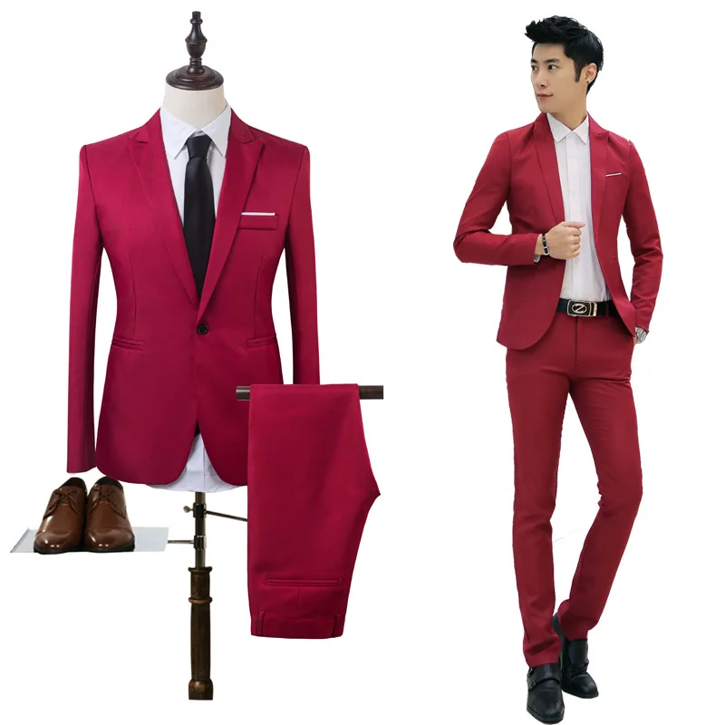 (Jacket+Pant) Men Blazer Suits High Quality Cotton Slim Fit Suit Terno Masculino Blazers Male Jacket | Мужская одежда
