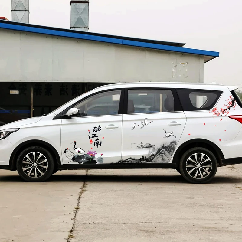 Автомобильная наклейка большого размера китайские чернила пейзаж живопись