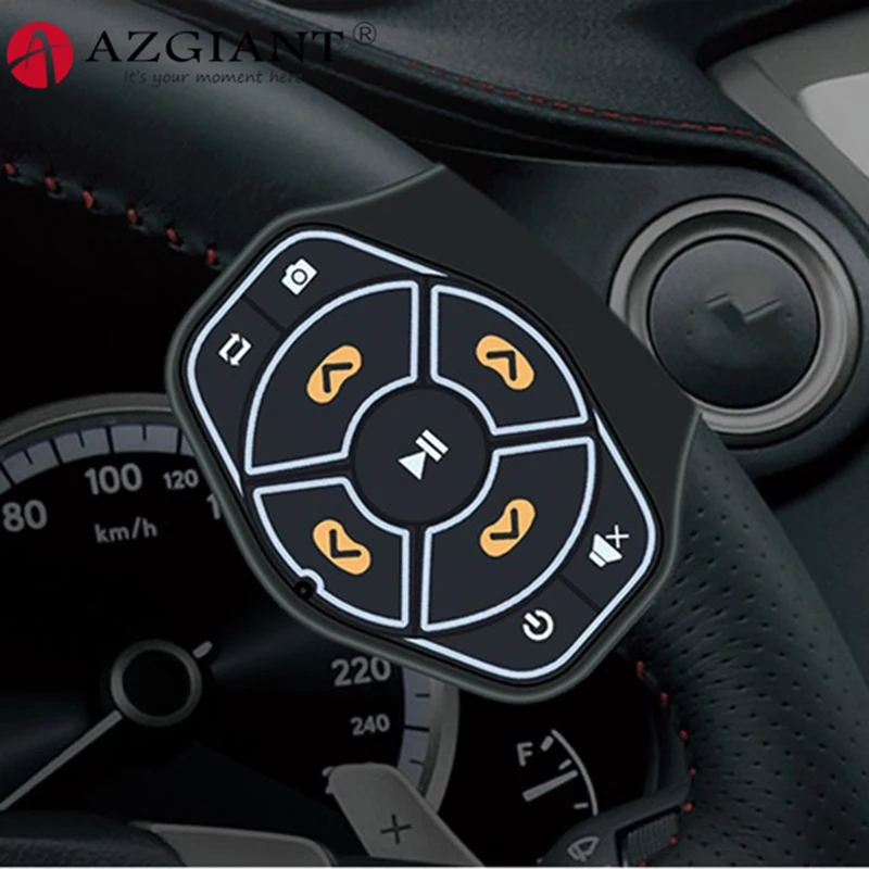 

AZGIANT Car Steering Wheel Built in Bluetooth 4.0 BLE Hands-free Remote Control Compatible with Android and iOS Systems