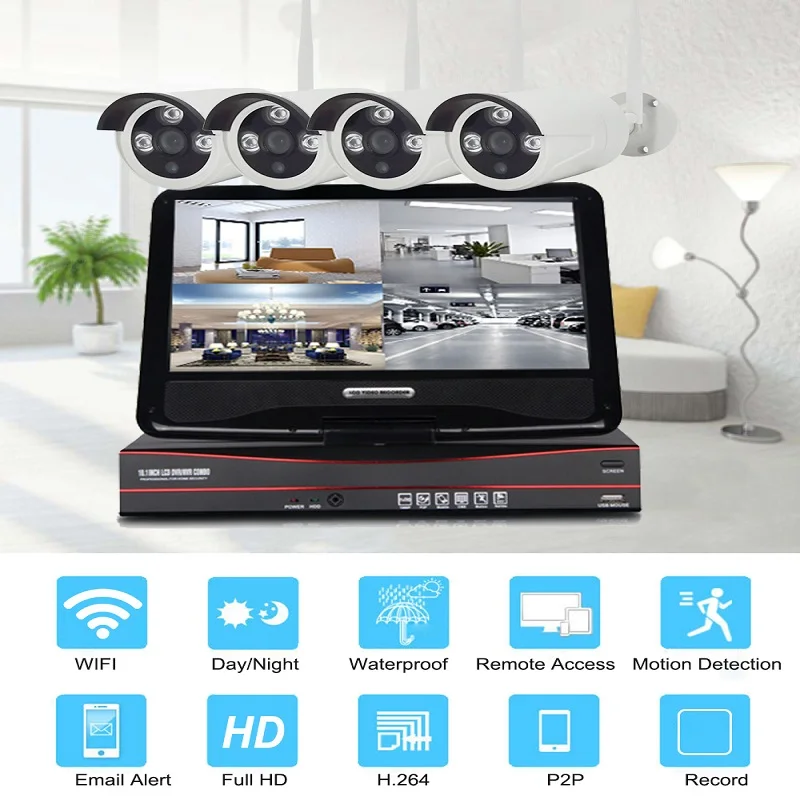 IMPORX 4CH 1080P Беспроводной NVR комплект ИК ночного видения 2MP безопасности CCTV IP камера