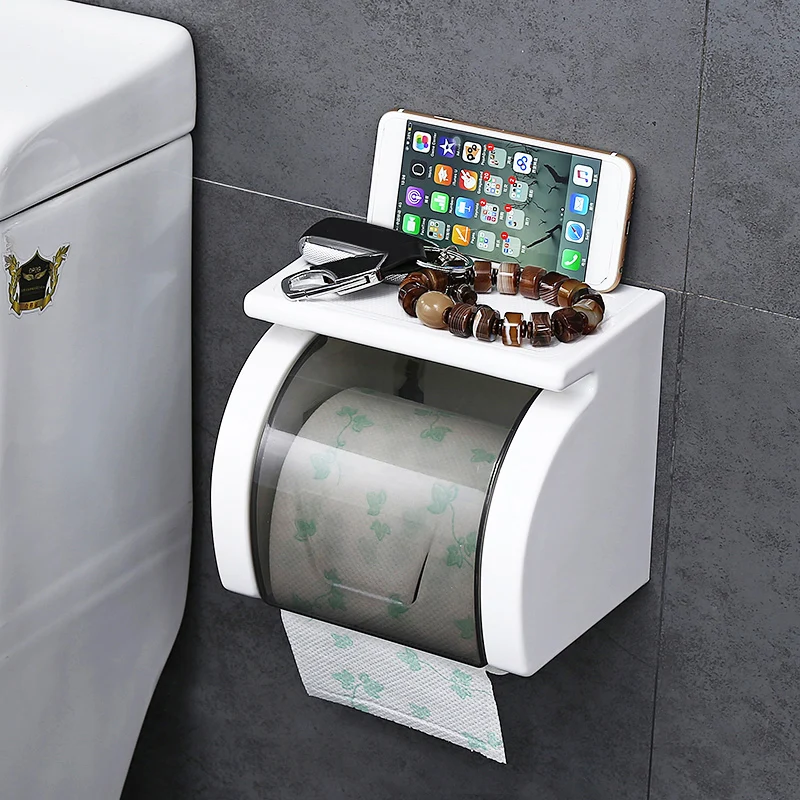 

Waterproof Toilet Paper Holder Tissue Holder Roll Paper Holder Box Durable Bathroom Accessories Free punch SQ-5083